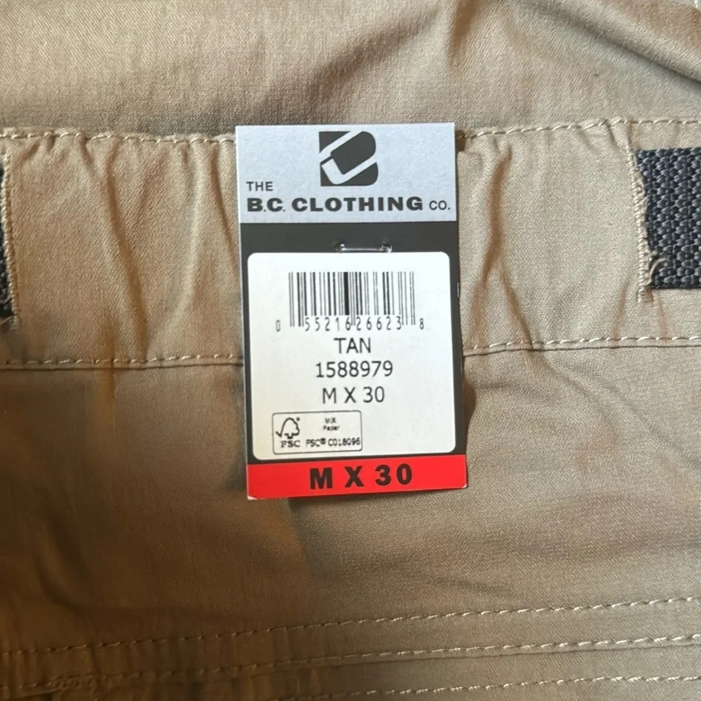 BC Clothing Men's Convertible Stretch Cargo Hiking Pants Shorts Zip Pocket - Picture 8 of 16